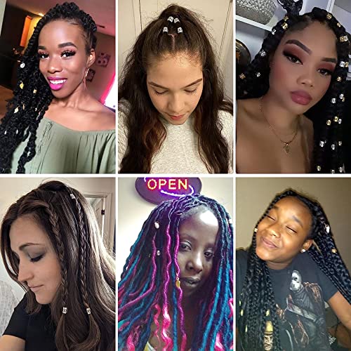 180 Pezzi Anelli per Capelli Colorati, Hippie