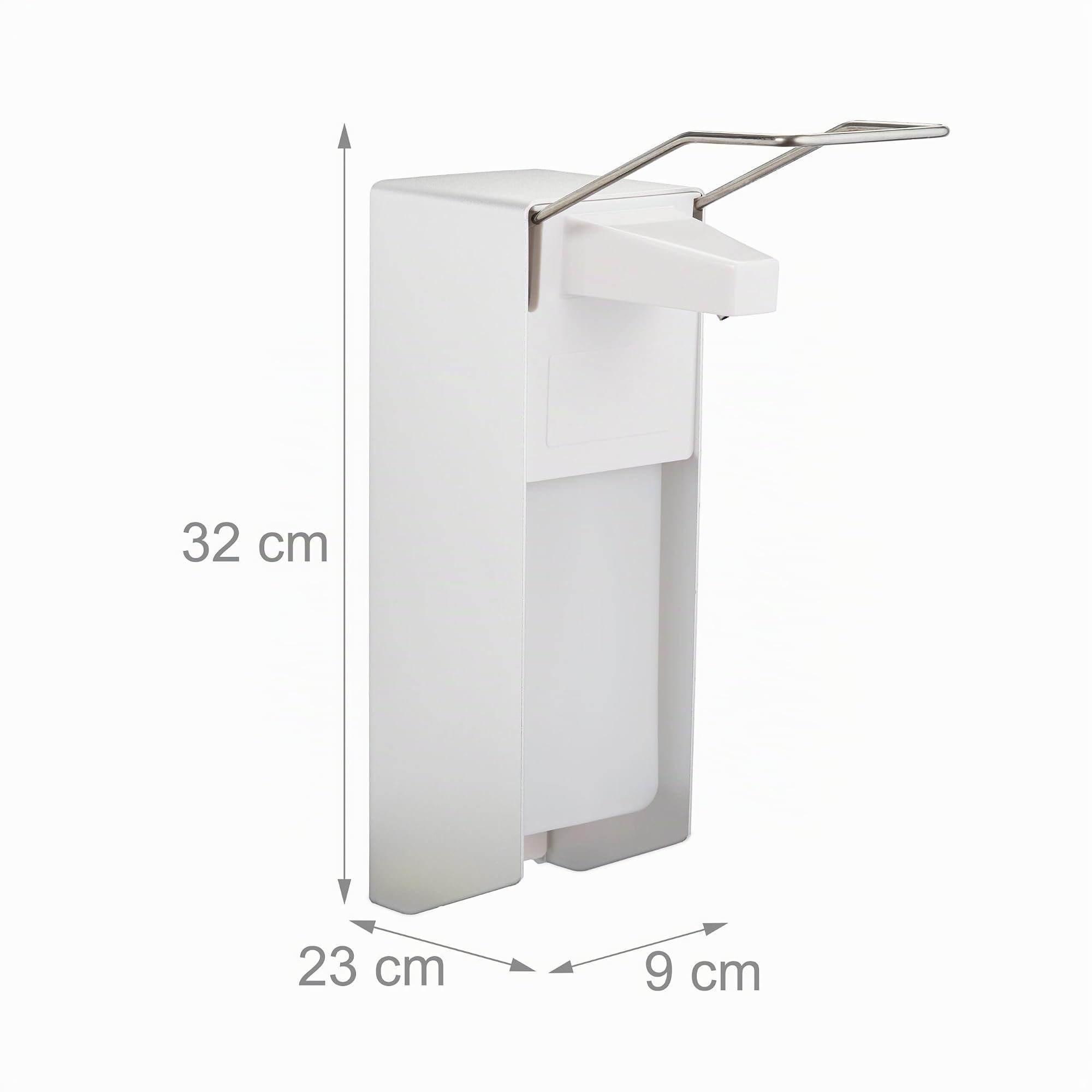 Relaxdays Desinfektionsspender, 2er Set, 1000 ml, Eurospender für Desinfektionsmittel & Seife, Wandmontage, Silber/weiß