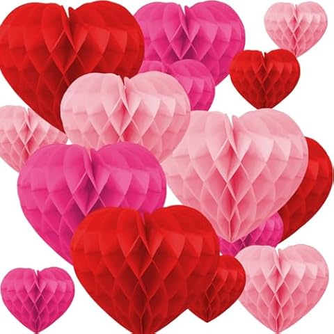 JarThenaAMCS 12Pcs Valentine's Day Honeycomb Balls Cover