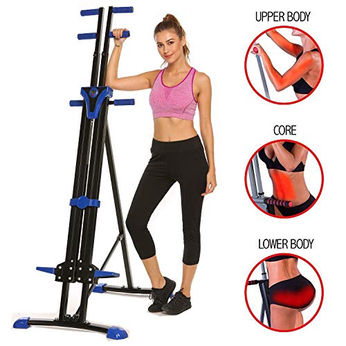 Home Stair Climber Machine, Folding Vertical Climber Cardio Exercise Machine Home Fitness Stepper Gym Exercise Bike for Total Body Workout Training (Light Blue)