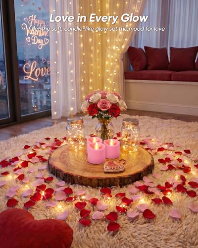 Image of Homemory 12Pack Pink 400+Hour Remote Control Flameless Candles, 2 /4 /6 /8H Timer Led Votive Candles, Battery Operated Tea Lights for Wedding Table Centerpiece, Holidays, Halloween Pumpkins, Christmas