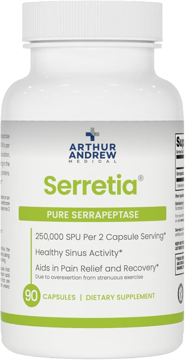 Arthur Andrew Medical, Serretia, Serrapeptase Formula for Muscle and Sinus Support, 90 Capsules