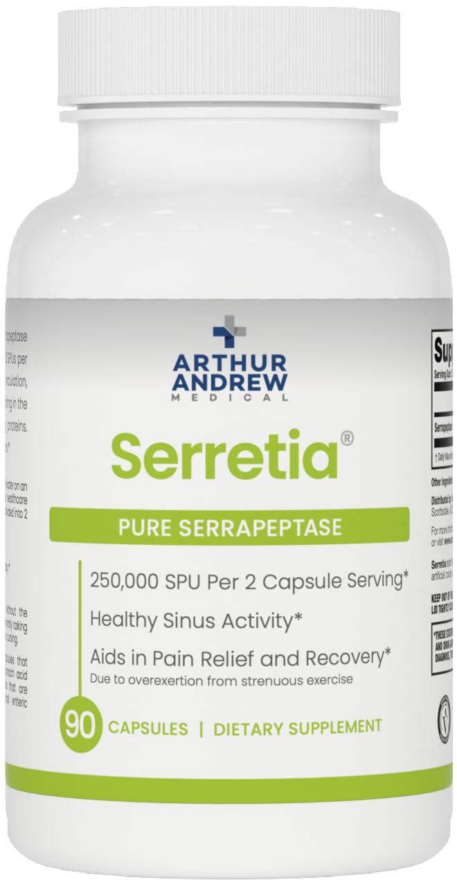 Arthur Andrew Medical, Serretia, Serrapeptase Formula for Muscle and Sinus Support, 90 Capsules