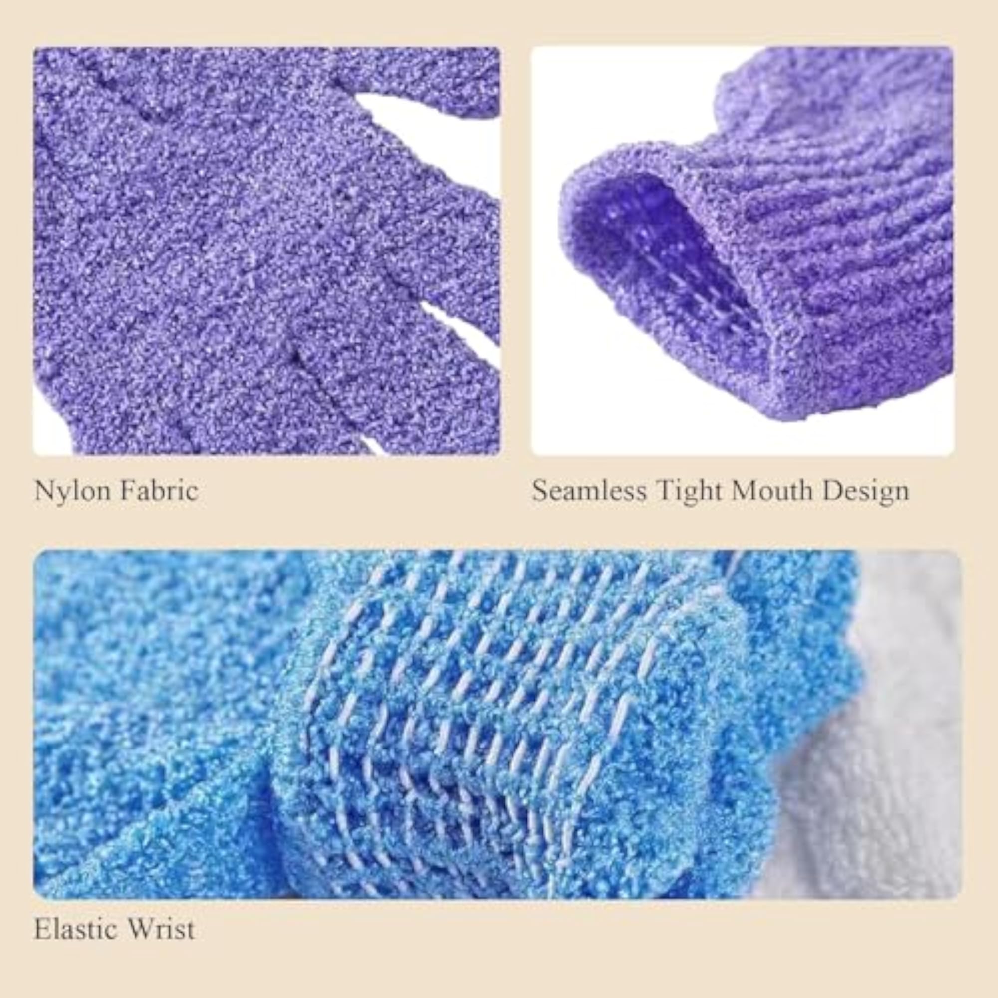 Bath Glove 2PCS Loofah Sponge Exfoliating Body Scrubber