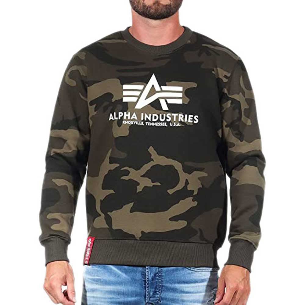 Alpha Industries Basic Sweater Camo Sweatshirt für Herren Olive Camo