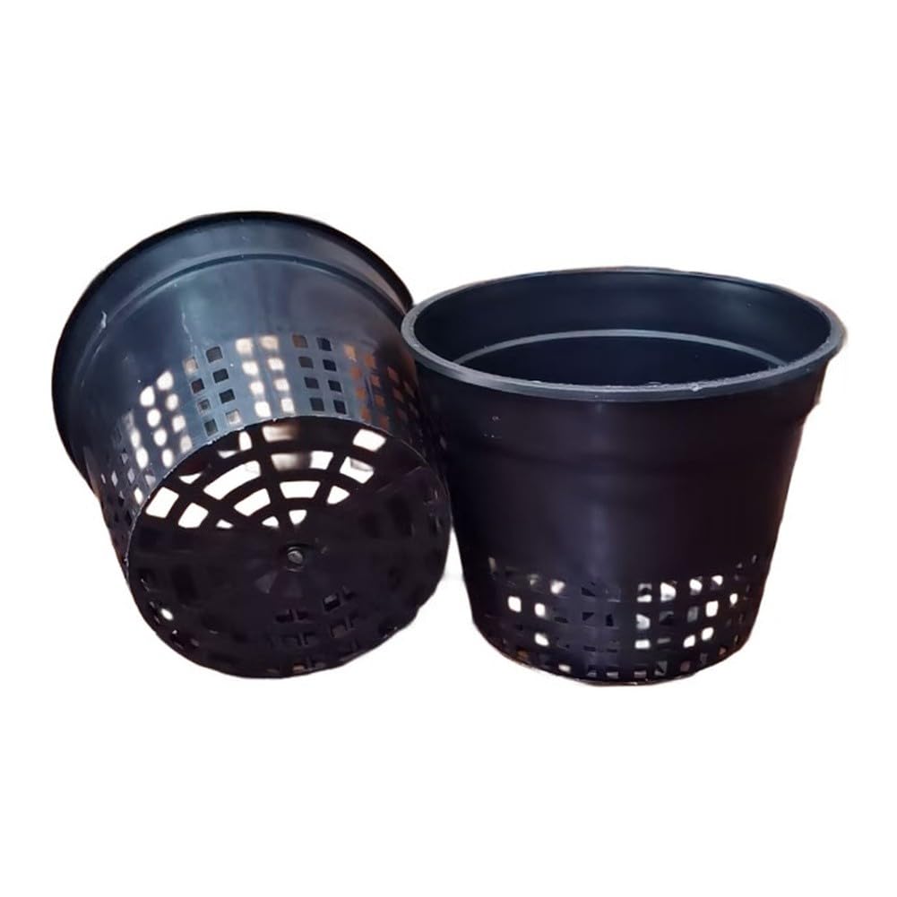 12-częściowy zestaw hydroponicznych doniczek do sadzonek, 15 x 11,2 cm, czarny plastik, idealny do kultu bez gleby z gliną, kamyczkami i wełną mineralną