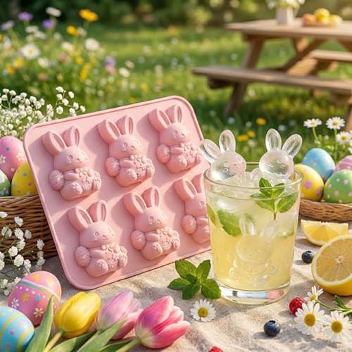 Molde de silicona para cubitos de hielo con figuras de conejos y vacas miniatura 6