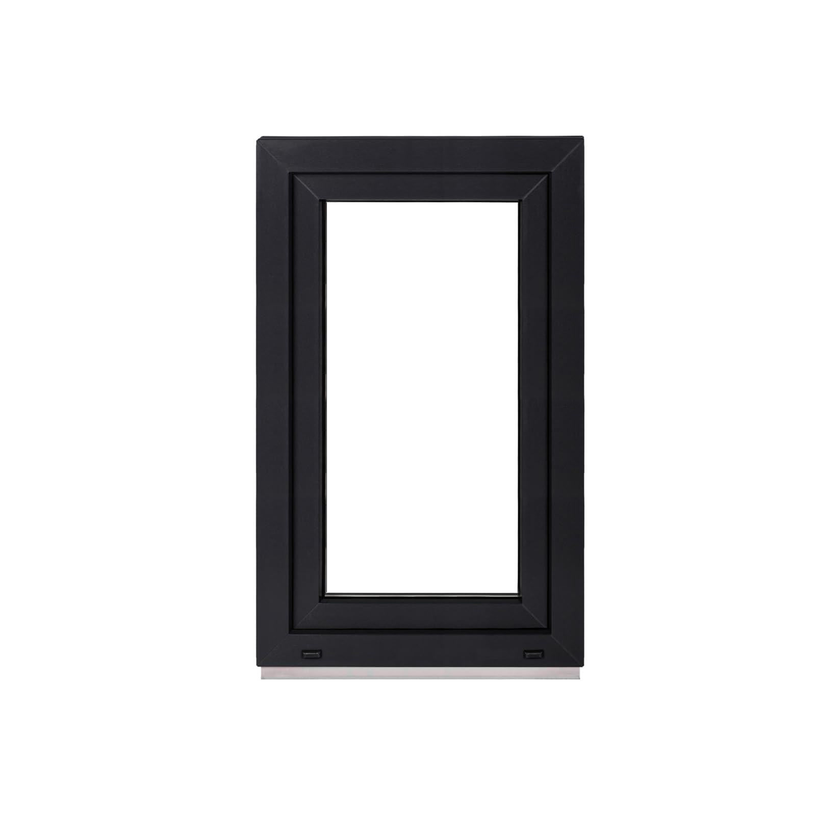 Framex Finestra per seminterrato Finestra in plastica Finestra interna bianco/esterno antracite Larghezza x Altezza 50 x 85 cm (500 x 850 mm) 2-strato (32 mm) ribaltabile e girevole DIN destra