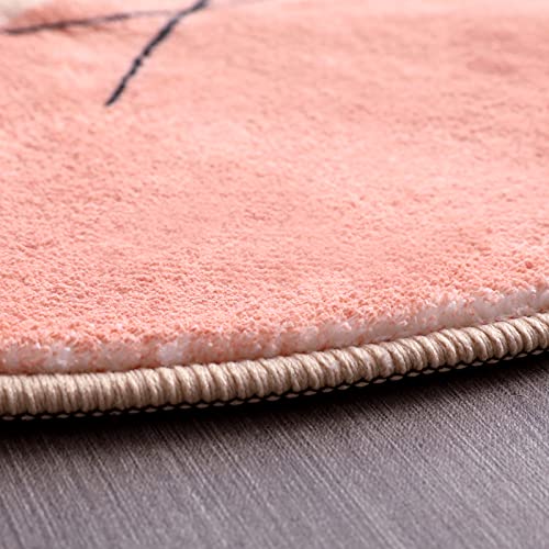 Yokii Cute Pink Round Bathroom Rugs 2Ft Faux Wool Soft Shag Circle Bath Mat With Rubber Backing Modern Abstract Aesthetic Art Patterned Bath Rug Non Slip Boho Bathroom Deocr (Rounnd-2Ft, Pink) #TOP1