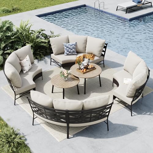 MFSTUDIO Patio Furniture Set, 8 Seats Half-Moon Curved...