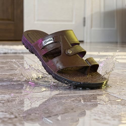Image of AJANTA Men's PVC Sandal | Lightweight & Waterproof | Cross Strap | Open Toe Slipper for Indoor & Outdoor | Anti Skid Outsole for Firm Grip