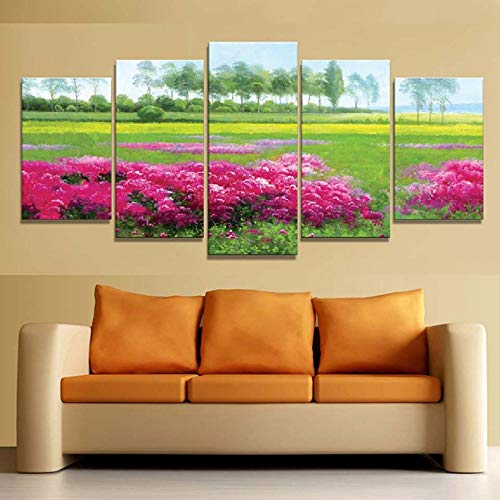 Décoration art moderne avec tableau végétal 5 pièces pour grand mur de chambre