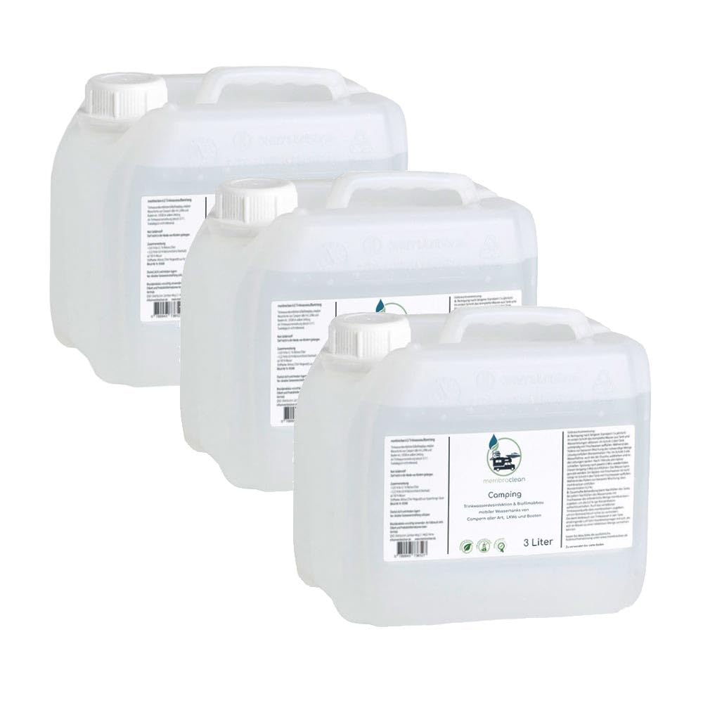 3x 3 Liter membraclean Trinkwasseraufbereitung Camping & Wohnmobile | Sparset für sicheres Trinkwasser unterwegs: Trinkwasser aufbereiten, konservieren, reinigen und Biofilm abbauen