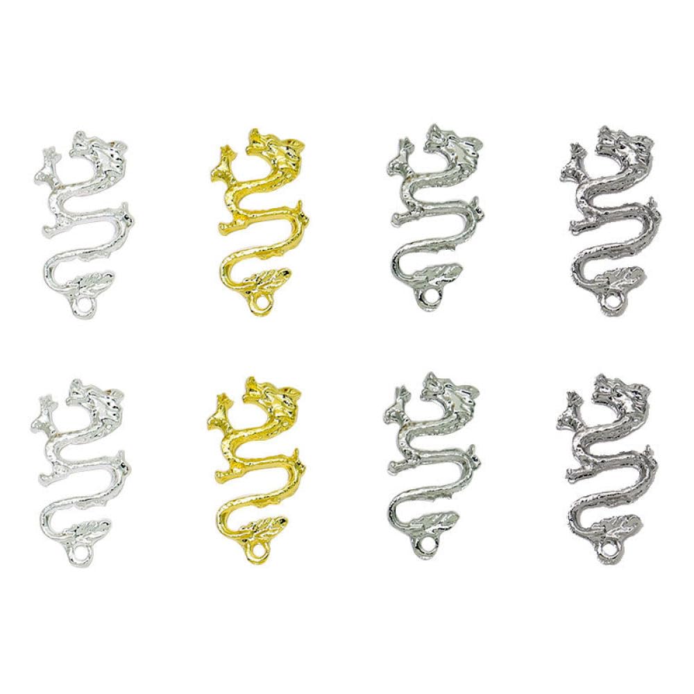 qbodp 40 Pcs Nail Charms, Fashion Nail Ornaments, 4 Colors Chinese Dragon Decorations for Nail, Nail Supplies Nail Art Decoration Accessories