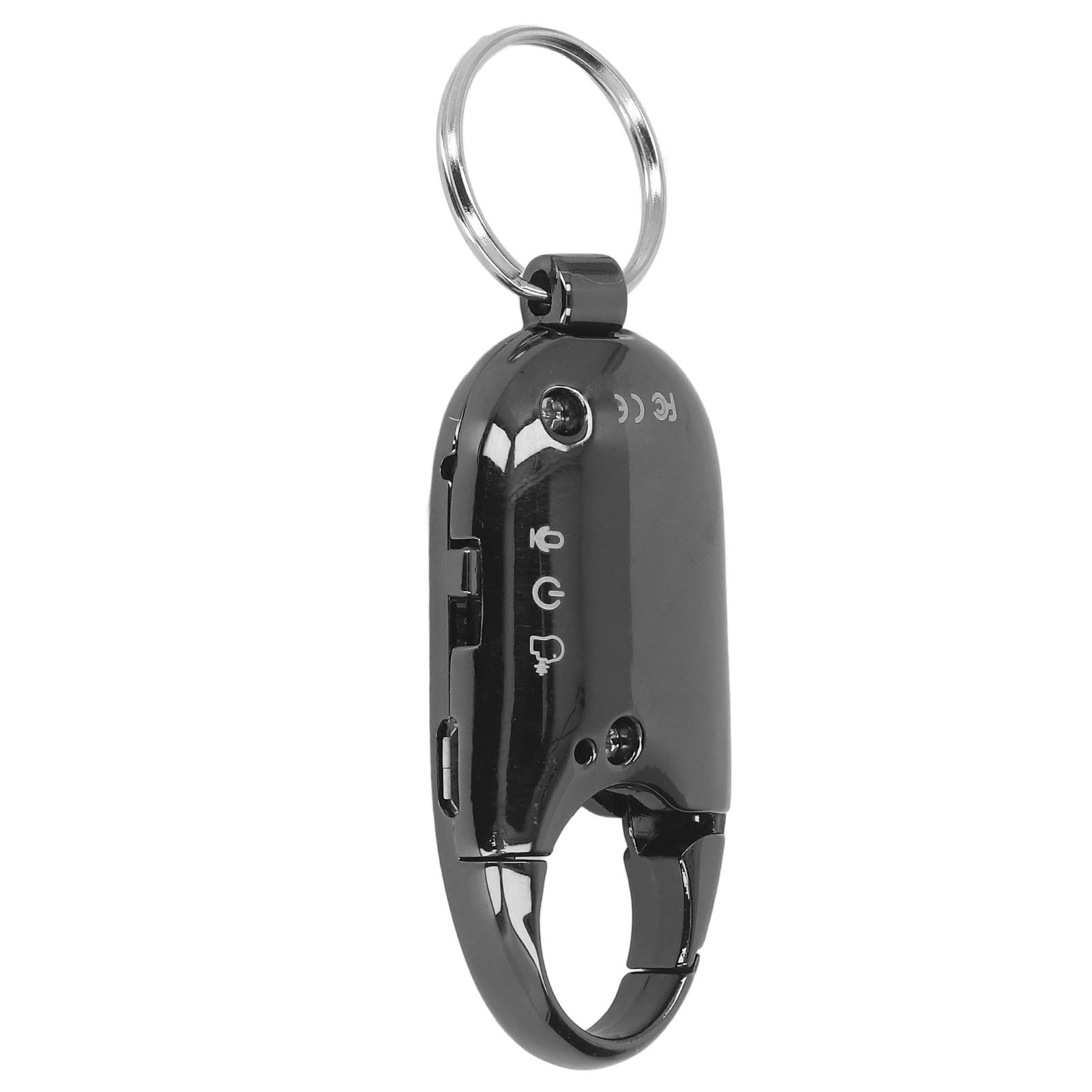 Portachiavi registratore audio in lega di alluminio con memoria interna da 16 GB, tempo di registrazione continua di 15 ore e modalità di attivazione vocale, formato WAV, (Nera)
