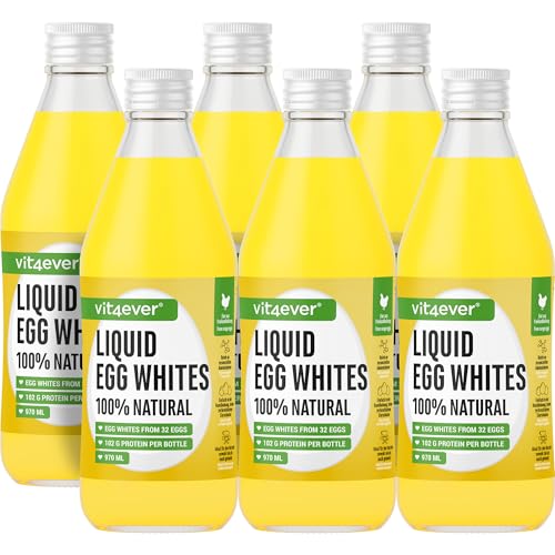Vit4ever 100% Flüssiges eiweiß (6x 970ml), Eiklar-flüssig aus Freilandhaltung, hochwertiges Hühnereiweiß für eine eiweißreiche Ernährung