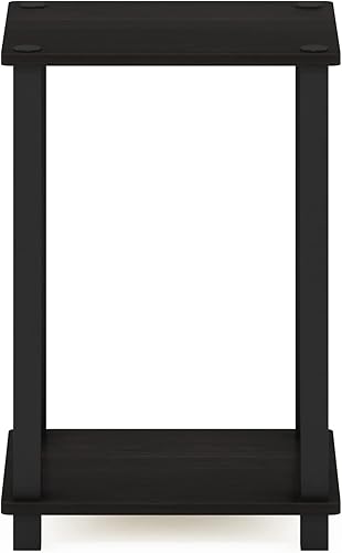 Miniatura 7 de Furinno Mesa auxiliar simplista, mesa auxiliar pequeña de 2 niveles con estante abierto, mesa de noche sin herramientas de fácil montaje, mesita de