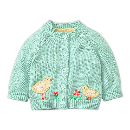 Girls' Knitted Cardigans Sweaters Coat Button Down Outwear Mint Blue Chicken (18M 2T 3T 4T 5T 6T)