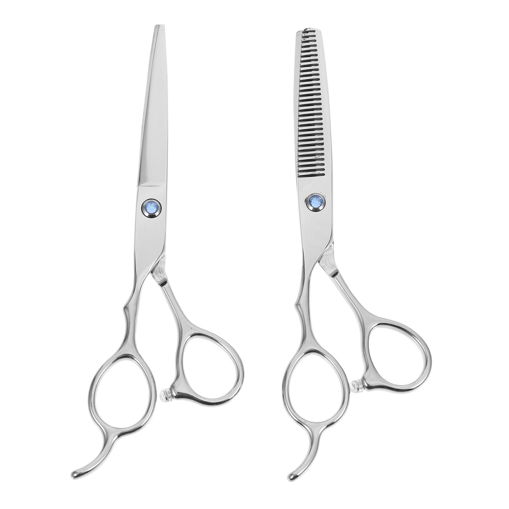 Ciseaux de Coiffure Gaucher Design Ergonomique 6 Pouces en Acier Inoxydable Lot de 2 Pièces Couleur Argenté Adaptés Usage Professionnel et Amateur