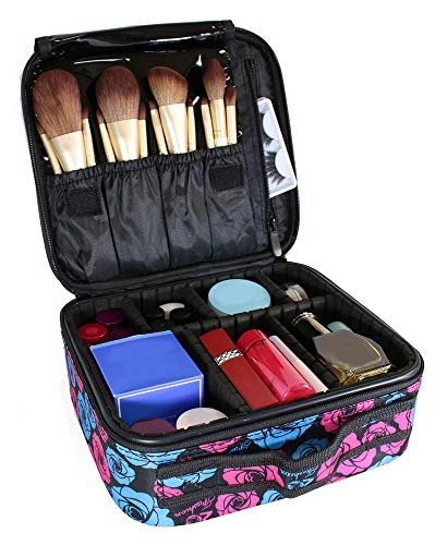 Travel Makeup Train Case,Professional Cosmetic Bag Organizer Portable Artist Boxes with Compartments for Cosmetics Makeup Brushes Toiletry Jewelry Accessories (Cosmetic Accessories Not included)
