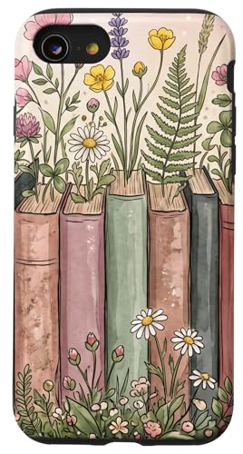 Custodia per iPhone SE (2020) / 7/8 Libreria a tema floreale rosa per amanti dei libri