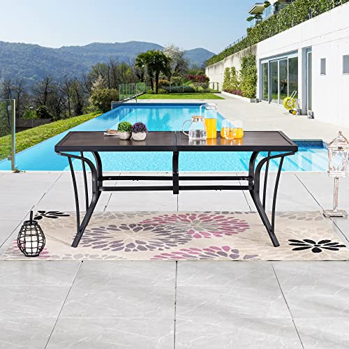 Image of LOKATSE HOME Outdoor Dining Table Patio Metal Rectangular for Lawn, Backyard, Garden