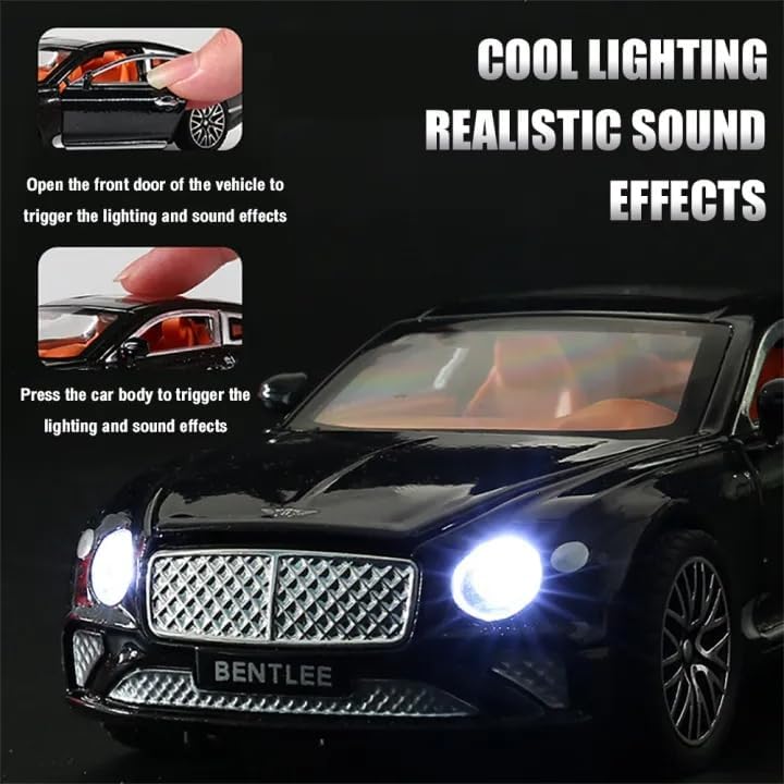 Image of Invite Enterprise 1:32 Bentley Continental GT Diecast Metal Pull Back Car with 6 Openable Doors with Sound and Light Toy Decoration car Best Gift Toys for Kids 【White】
