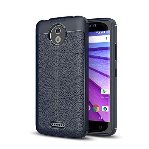 Coque Motorola Moto C tpu souple navy blue design texture litchi