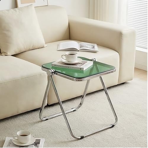 Image of The Artment Green GlacierTray Foldable Transparent Acrylic End Table, Multi-Purpose Side Table, Serving Tray & Magazine Rack, Space-Saving for Modern Living Spaces | Use for Home & Office