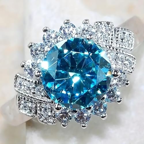 Sparkling Round Cubic Zirconia Promise Ring for Women Luxury Eternity Jewelry