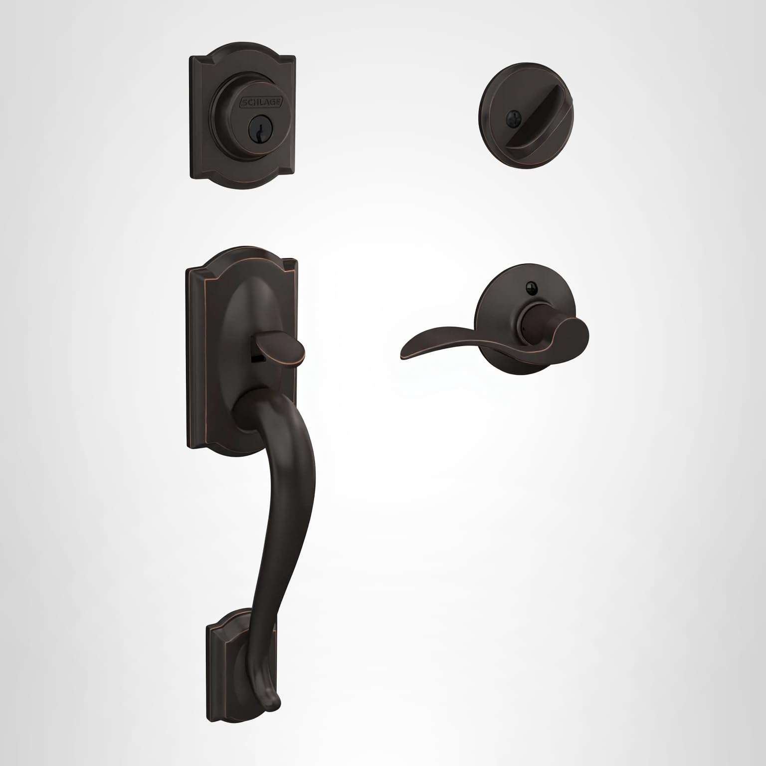 Schlage F60 V CAM 716 ACC Camelot Front Entry Handleset with