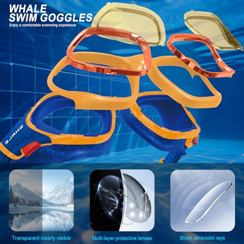 Image of Whale Swim Goggles, HD Anti-Fog Goggles, Unisex | 100% UV Protection | Anti-Fog Design Clear Wide-Angle Underwater View