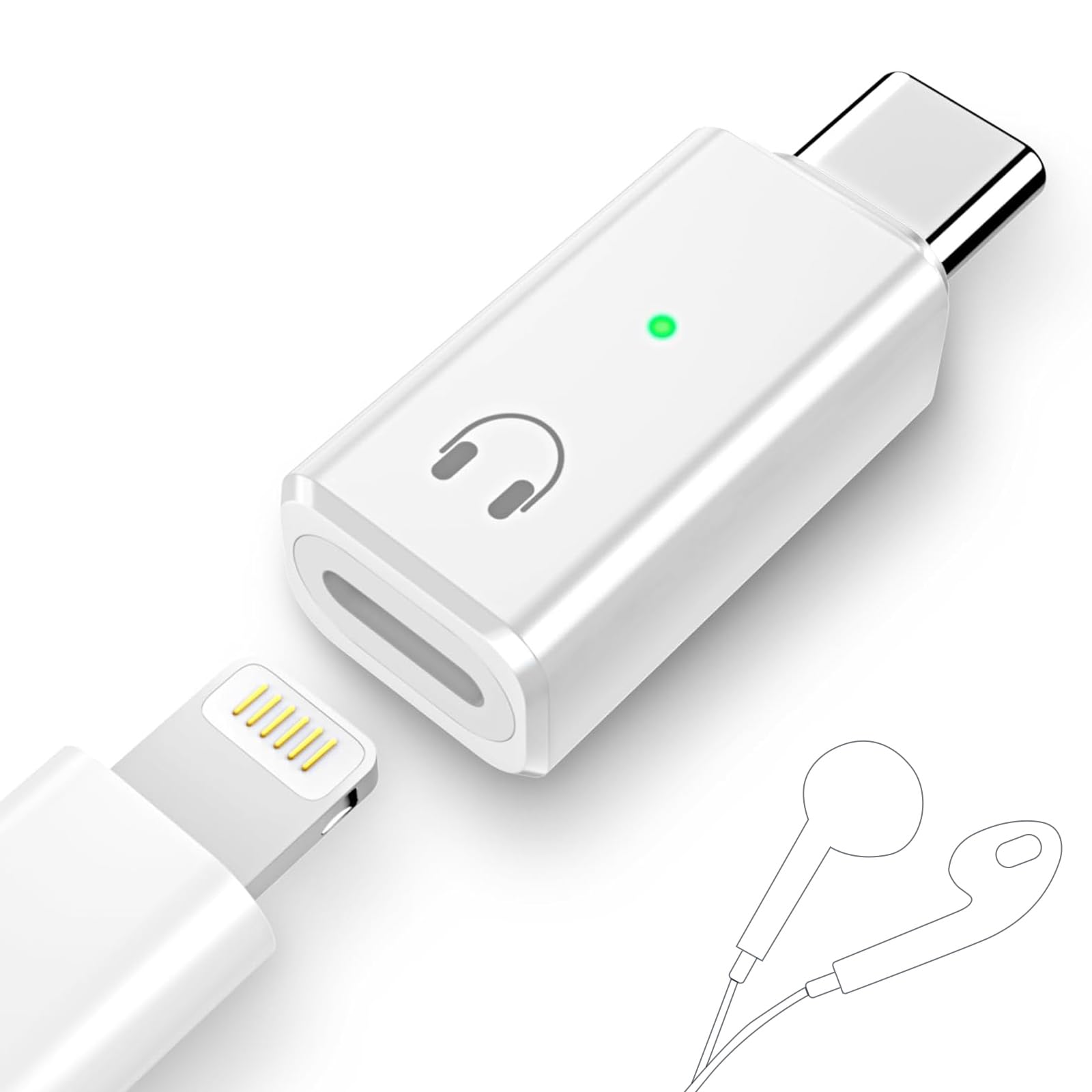 ライトニング タイプc 変換 イヤホン対応「2026NEW」1個 Lighting USB-C 変換イヤホン対応, ヘッドフォンジャック-オーディオ 通話・音楽・HiFi音量調節対応 iPhone 17/16/15 Pro Max/iPad/Galaxy S25 S24 S23 22 などの機種に対応【充電、データ転送機能なし】- Lighting純正ヘッドフォンケーブルで接続してください