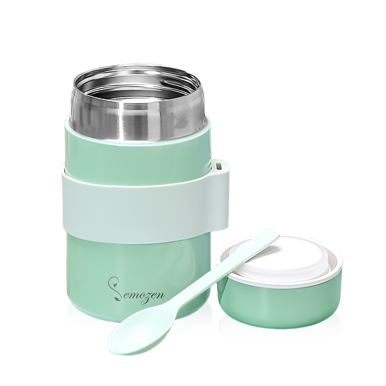 400ml Stainless Steel Vacuum Lunch Box, Stewed Pot & Porridge Cup for Kids Adults, Thermos Keeps Food Hot/Cold Up to 12hrs, Insulated Lunch Container w/Spoon for School Office Picnic (Green)