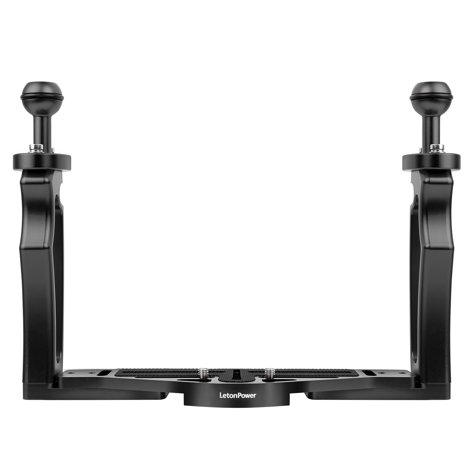 Dual-Handle Underwater Camera Tray,Aluminum Alloy Holder, Compatible with Camera Waterproof Housing and Underwater Video Light（Black）