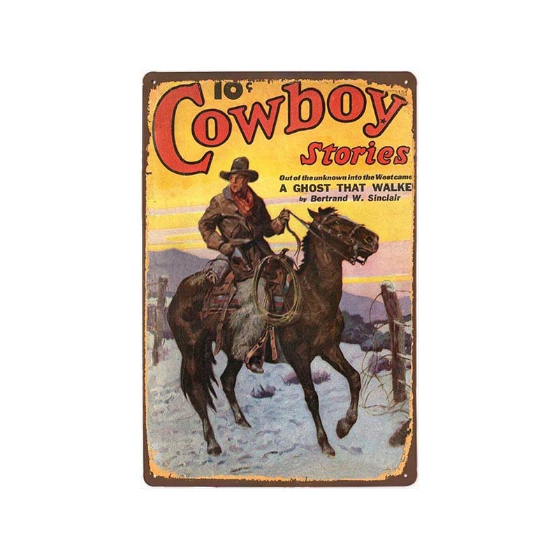 ABCDEFG Western Cowboy Retro Targa in metallo