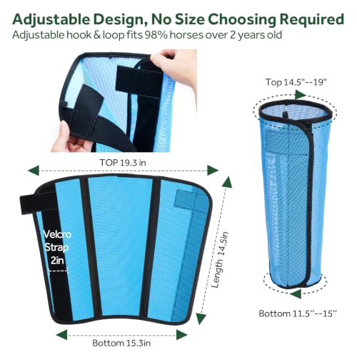 Image of Fly Boots for Horses - 4 Pack Horse Breathable Mesh with UV-Protection Leggings Boot, Reduces Stomping & Anti-Sag Stays for Medium Large Size Equine Leg Protectors(Blue)