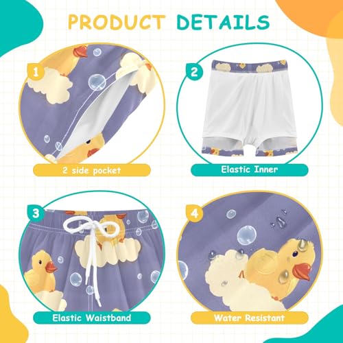 Toddler Boys Swimwear Swim Trunks with Compression Liner 4T Duck Bath Bubble4