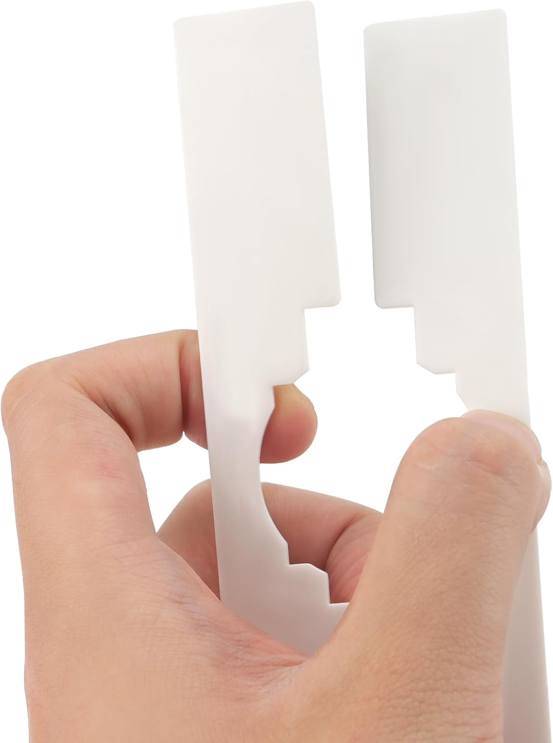 SHEUTSAN 100 PCS 12.5 x 5cm Plastic Clothing Rack Dividers, Rectangular Clothing Size Dividers for Closet, Cloth Store, Department Stores, White