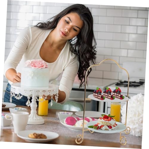 Présentoir à gâteaux double couche fer forgé buffet fruits et mariage - 7