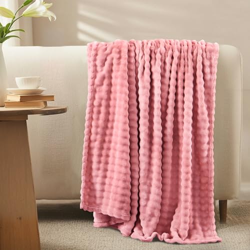 RUIKASI Bubble Decke Kuscheldecke Flauschig Rosa - 220x240cm XXL Sofadecke & Couchdecke aus Plüsch… – Ansicht 3