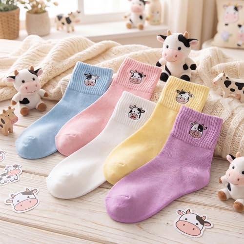 Image of Eurzom 10 Pairs Socks Womens Crew Elastic Ankle Length Cotton Socks Aesthetic Cute Lightweight Low Cut Gifts for Women