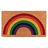 KAF Home New Coir Doormat Heavy Duty Weather Resistant Non Slip PVC Backing Indoor and Outdoor Use Rainbow