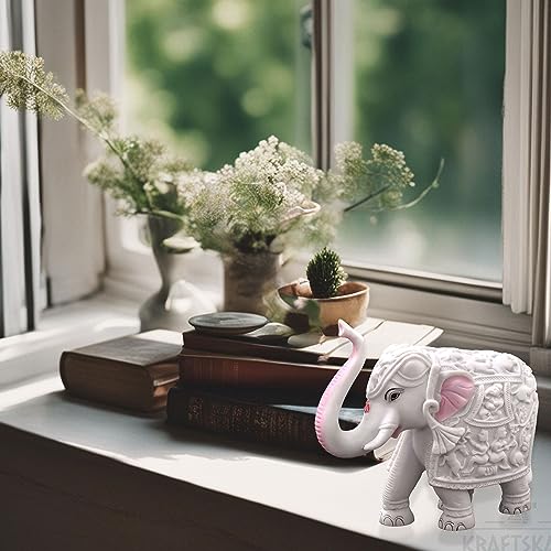 White Elephant Showpiece Big Size Marble Resin Aesthetic Statue Decorative Item for Home, 4x5 inch Elephant Decor for Home Vastu, Shelf, Study Room, Work Table (4 x 5 inch) — photo — 7 of 9