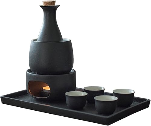 ZEMMAL Juego de 8 piezas de sake juego de tazas de sake de cerámica japonesa retro diseño elegante el mejor regalo para familiares y amigos con 1