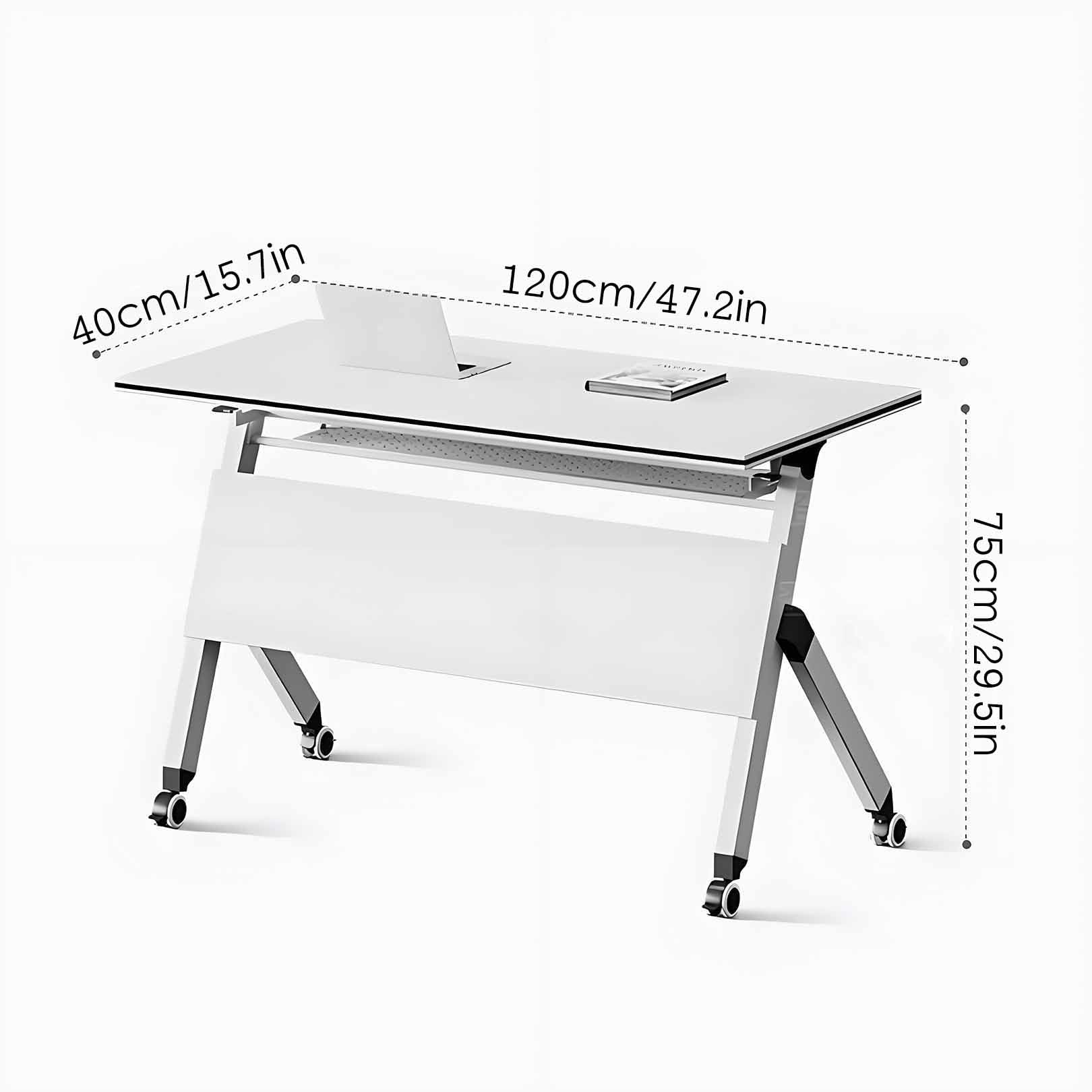 Table de Formation Portable, compacte, à Plateau Rabattable avec roulettes verrouillables, Table de réunion modulaire rectangulaire pour Bureau et Salle de Classe, Table de conférence pour s