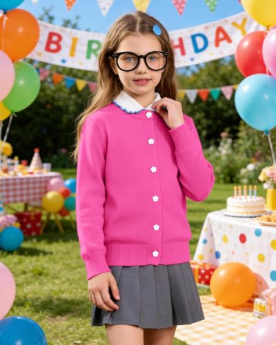 Image of Girls Cardigan Sweater School Uniforms Toddler Long Sleeve Button Knit Solid Sweaters Tops