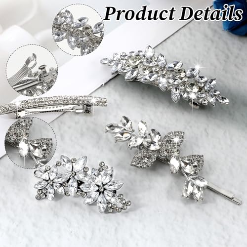 4 piezas pinzas para cabello con rhinestones plateadas miniatura 4