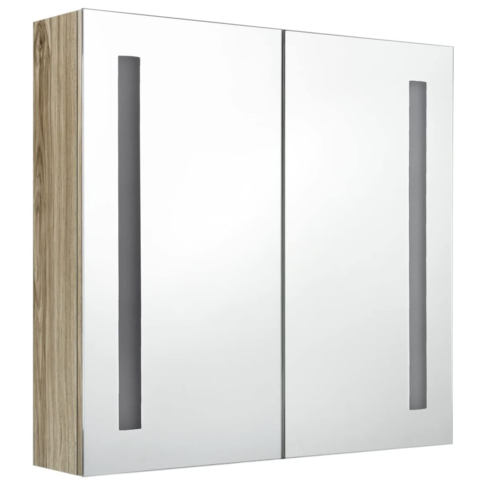 Armario de baño con Espejo y LED Color Roble 62x14x60 cm Almacenaje BañO
