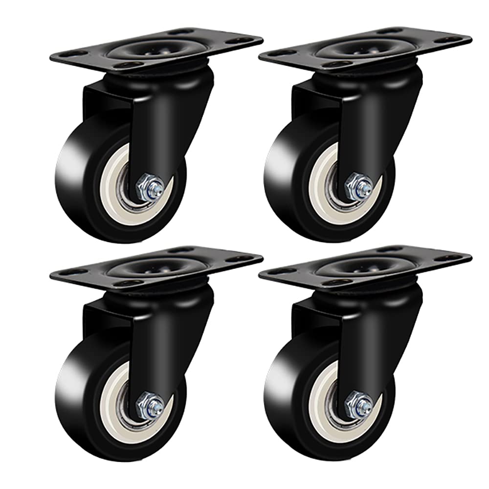 GYEQXKT Heavy Duty Caster Set of 4 Swivel Wheels 2"/3" with Brake 140KG Load Bearing Furniture Casters for Trolleys Rollers and Moving Equipment Top Plate Included